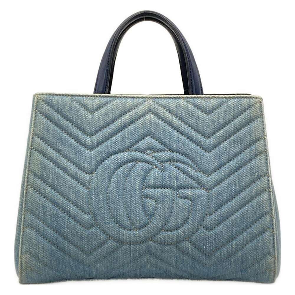Gucci GG Marmont Handbag 448054 Blue Navy Denim Leather - Picture 3 of 15